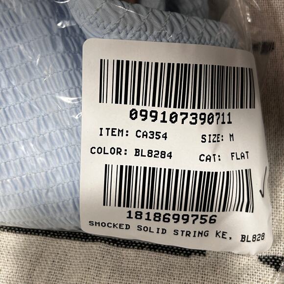 J Crew Smocked String Bikini Bottom M Fresh Air Blue NWT Swim CA354 J.Crew - Picture 4 of 4